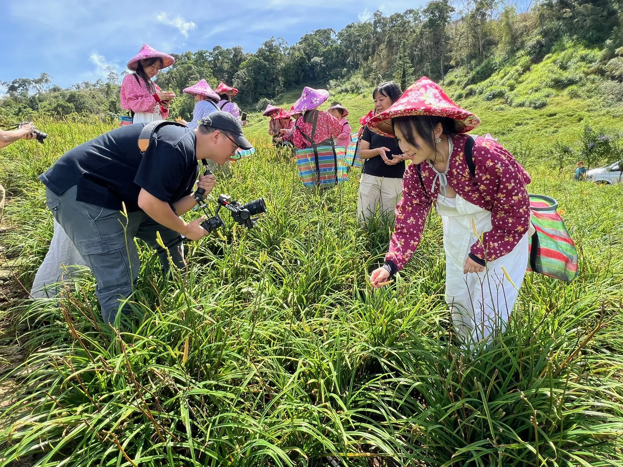 帶團在田間進行採集體驗