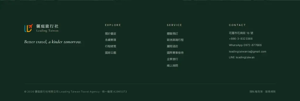 目前畫面:全站頁尾(最下方一列是條款連結)