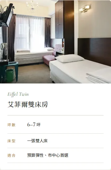 目前畫面:麗翔酒店|艾菲爾雙床房